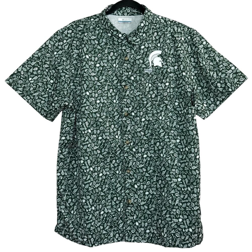 NWT Columbia Michigan State Spartans Super Slack Tide Omni Shade Shirt Mens Sz M - Picture 2 of 9